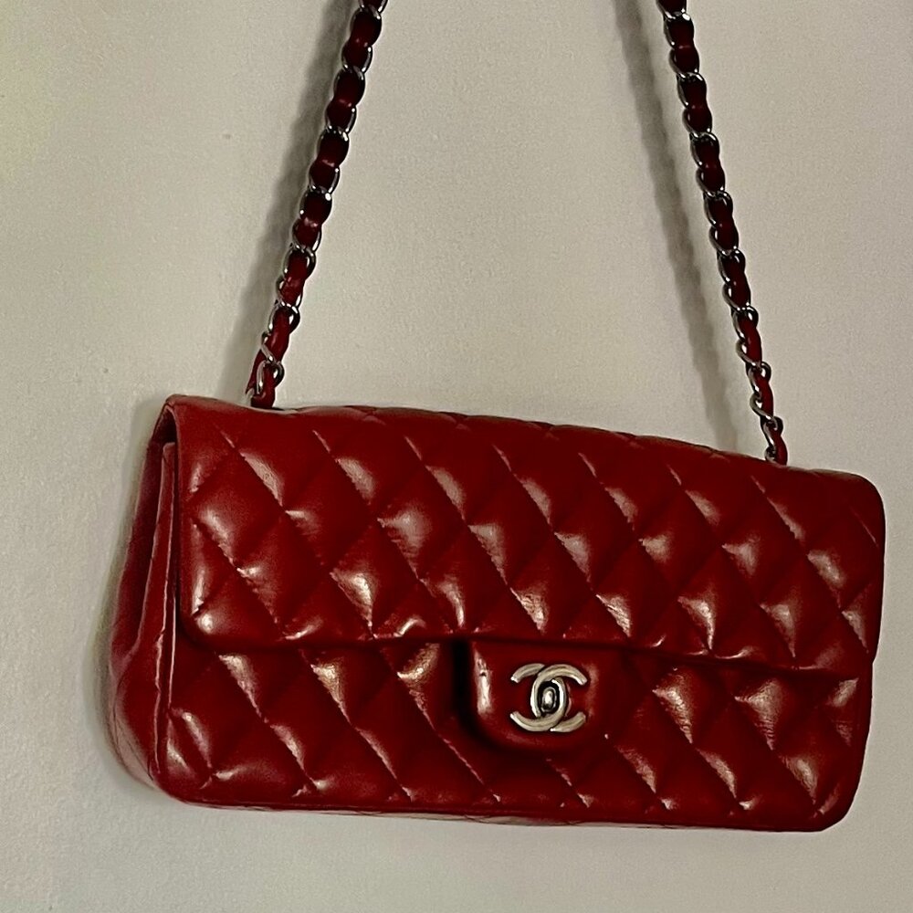 Chanel Red Mini Rectangular Classic Lambskin Single Flap